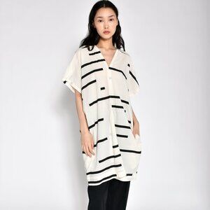 UZI - Broken Cream V Neck Tunic Dress